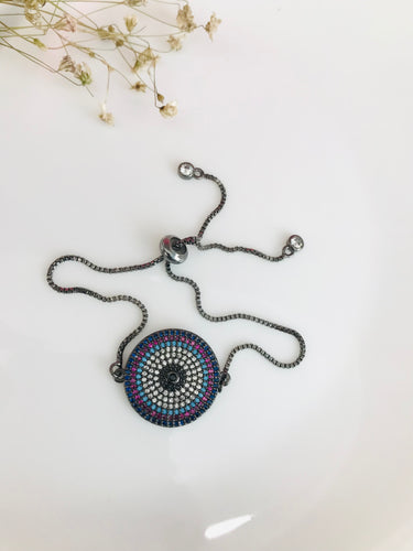 Big Round Evil Eye Diamond Bracelet